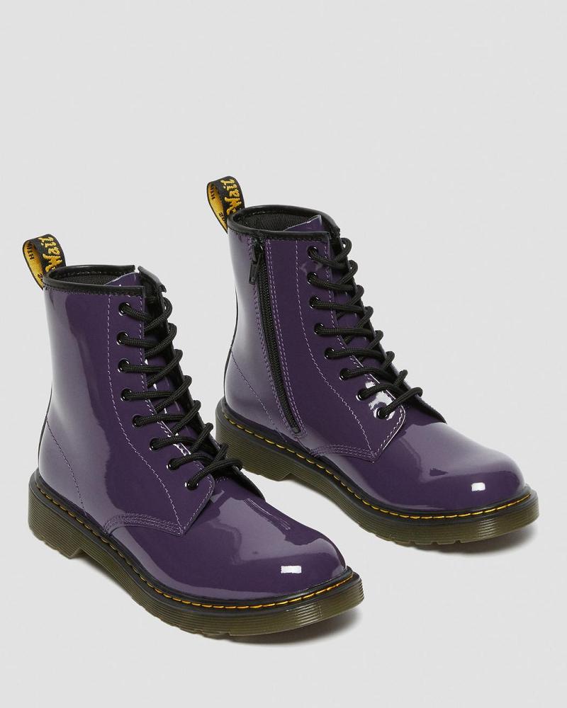 Kids' Dr Martens Youth 1460 Patent Leather Lace Up Boots Purple | AU 713WNB